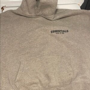 Essentials Gray Hoodie Soft Fleece Pullover